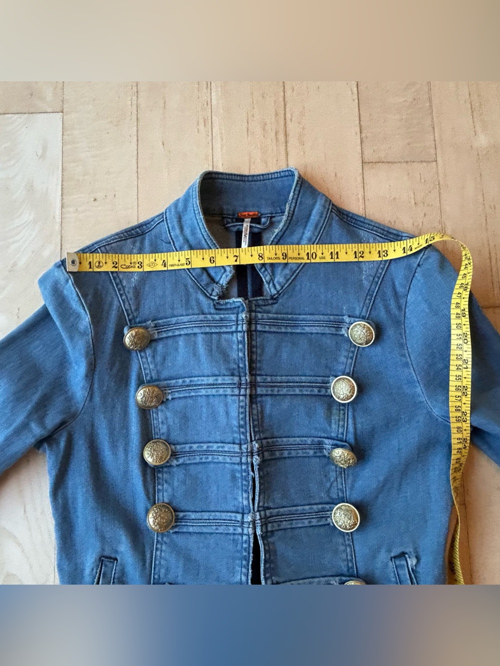 Free People Light Blue Denim Military Jacket Size XS - Picture 16 of 16